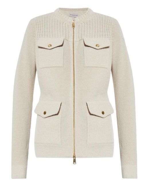 Moncler Geribbeld Vest Met Zakken in het Natural