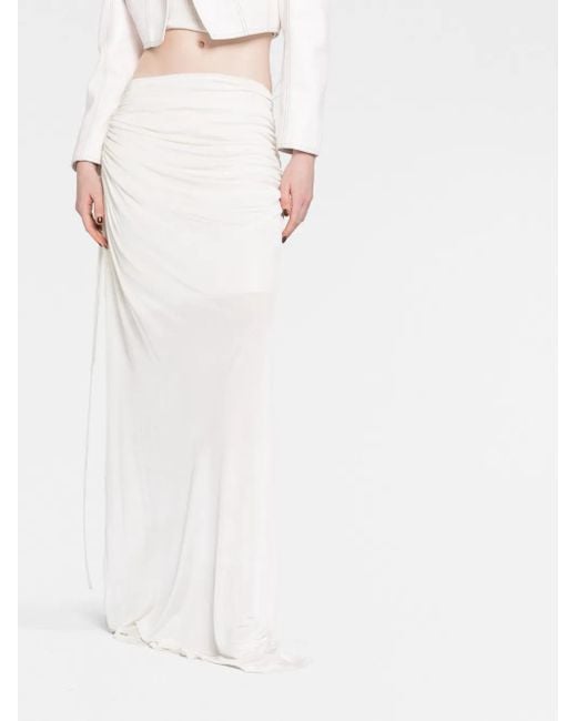 ANDREADAMO White Draped Maxi Skirt