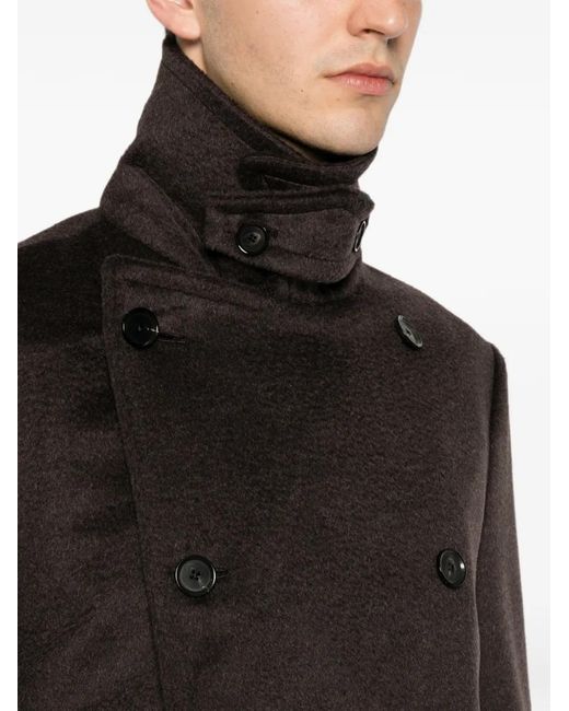 Caruso Brown Corsaro Double-Breasted Buttoned Coat for men