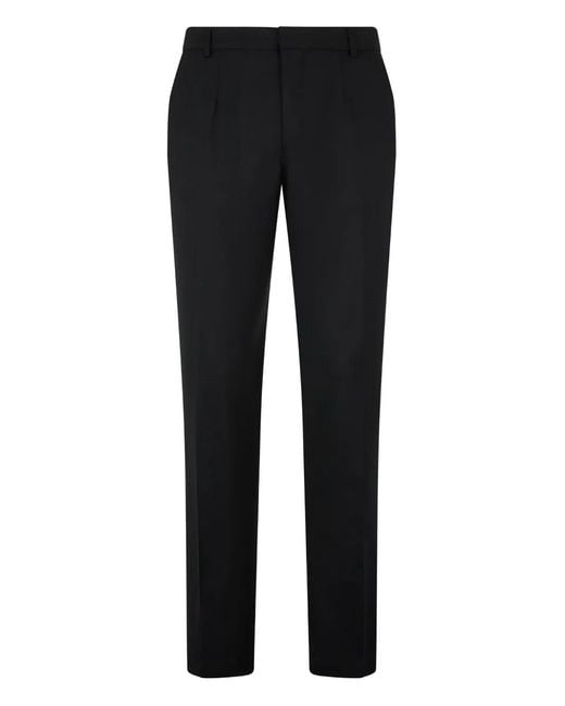 Roberto Cavalli Black Pleated Virgin-Wool Trousers for men