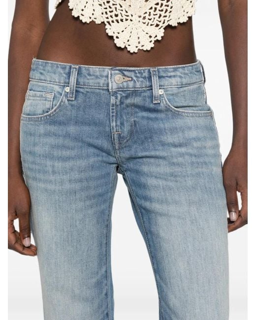 7 For All Mankind Blue Low-Rise Flared Jeans