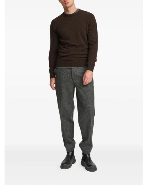 Yves Salomon Brown Cashmere Crew-Neck Sweater for men
