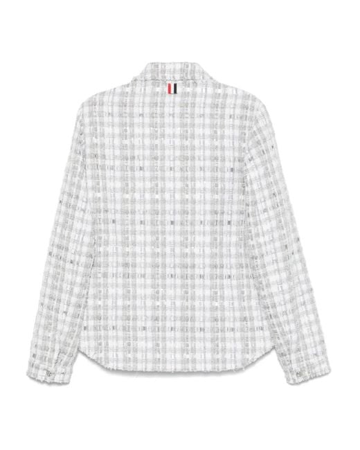 Thom Browne White Gingham Tweed Jacket for men