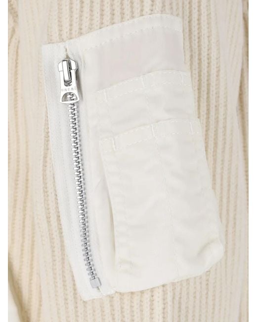 Sacai White Ribbed Zip-Up Cardigan for men