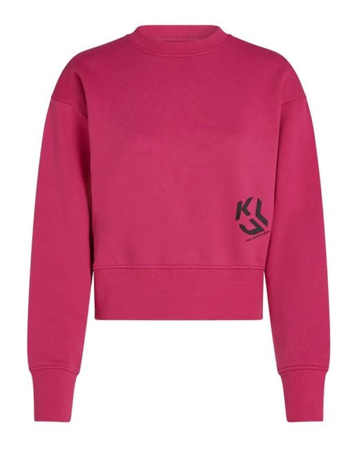 Karl Lagerfeld Red Monogram-Print Crew-Neck Sweatshirt