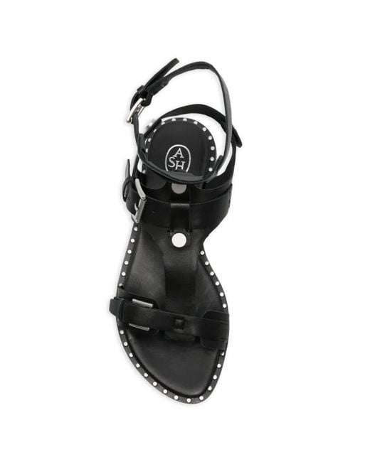 Ash Black Buckle-Fastening Studded Sandals