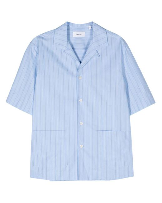 Lardini Blue Pinstriped Cotton Shirt for men