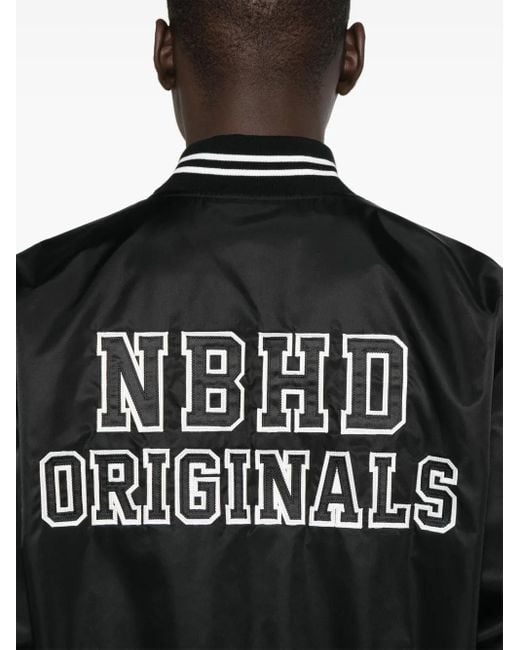 Neighborhood Black Logo-Patch Baseball Jacket for men