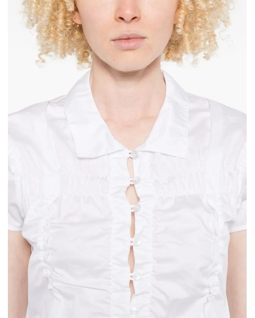 Low Classic White Button-Down Gathered Shirt