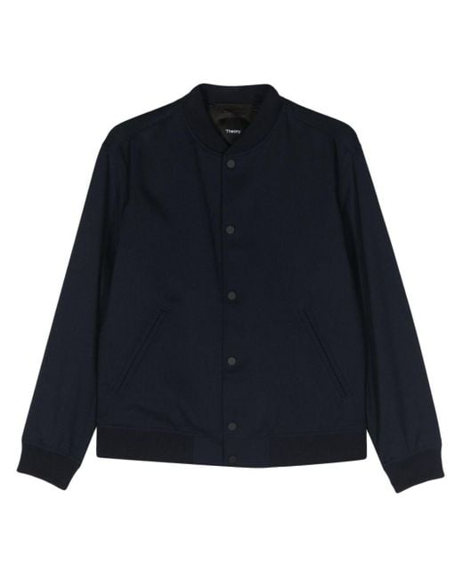Theory Blue Buttoned Bomber Jacket for men
