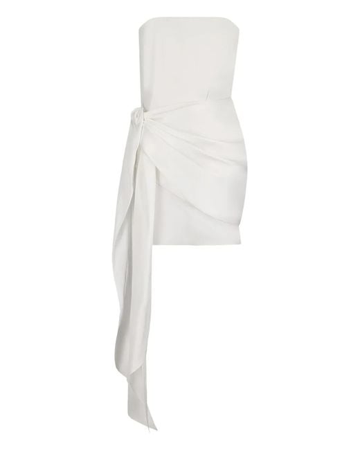 David Koma White Robe-Bustier Courte À Taille Nouée