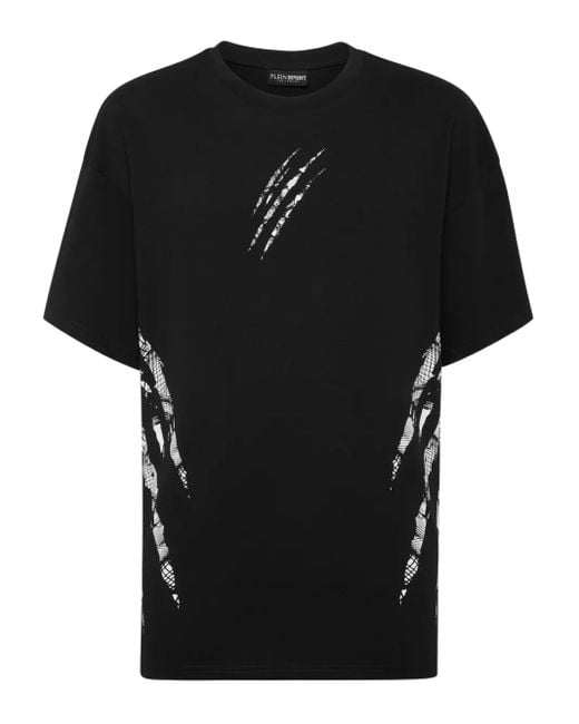 Philipp Plein Black Claw-Print Cotton T-Shirt for men