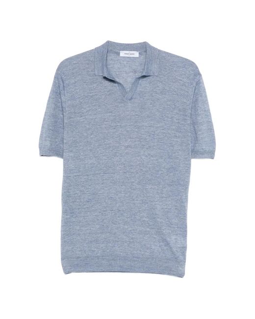 Gran Sasso Blue V-Neck T-Shirt for men