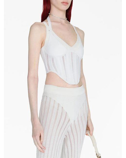Dion Lee White Snakeskin-Effect Corset Top