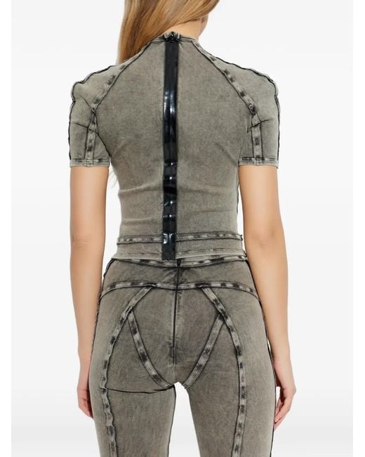 KNWLS Gray Scuba Panelled T-Shirt