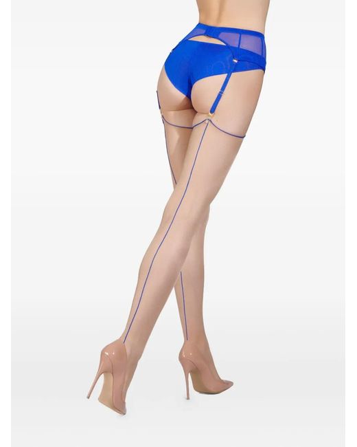 Maison Close Brown Contrast-Lining Stretch Tights