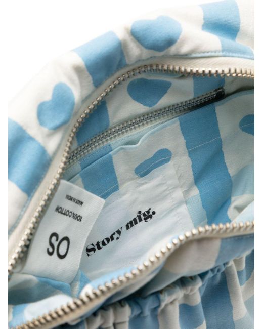 STORY mfg. Blue Heart-print Cotton Bag for men
