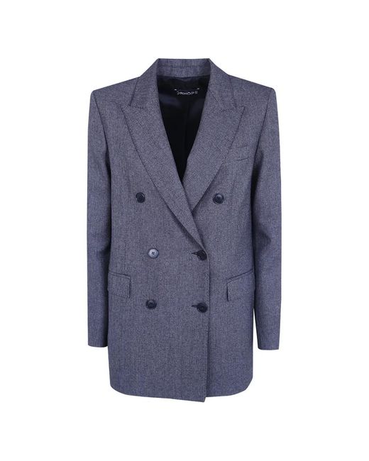 DR. HOPE Blue Double-Breasted Peak-Lapel Blazer