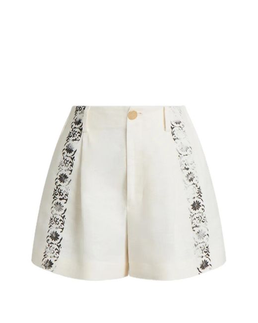Alberta Ferretti White Floral-Print Shorts