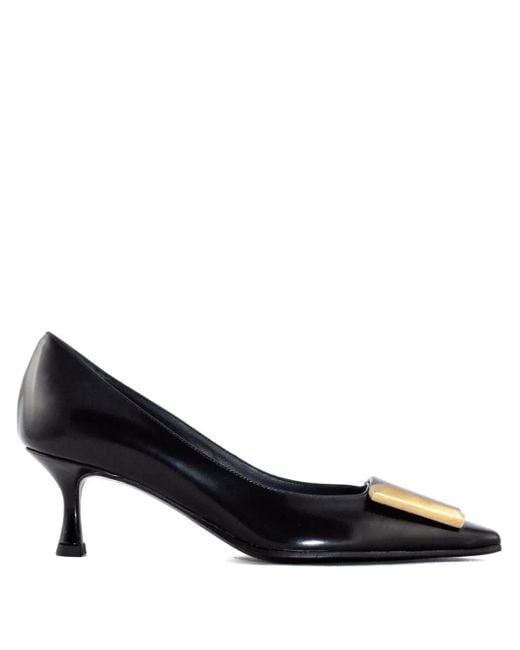 Roberto Festa Black 45Mm Leather Square-Toe Pumps
