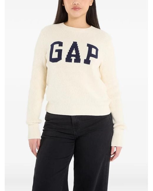 Gap White Logo-Detail Sweater