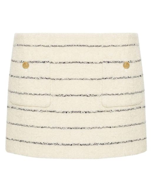 Miu Miu Natural Striped Tweed Miniskirt