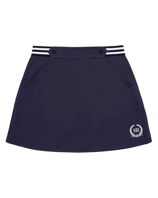 Sporty & Rich Blue Kelly Logo-Embroidered Skirt