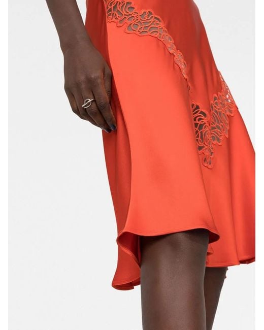 Stella McCartney Orange Lace-Insert Satin Skirt