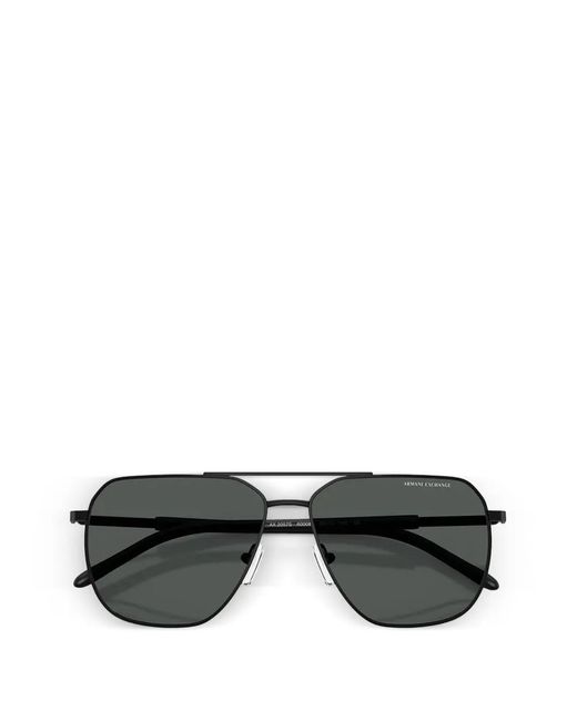 ARMANI EXCHANGE Black Double-Bridge Pilot-Frame Sunglasses for men