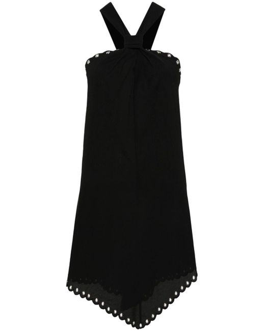 Isabel Marant Black Halterneck Scalloped Mini Dress