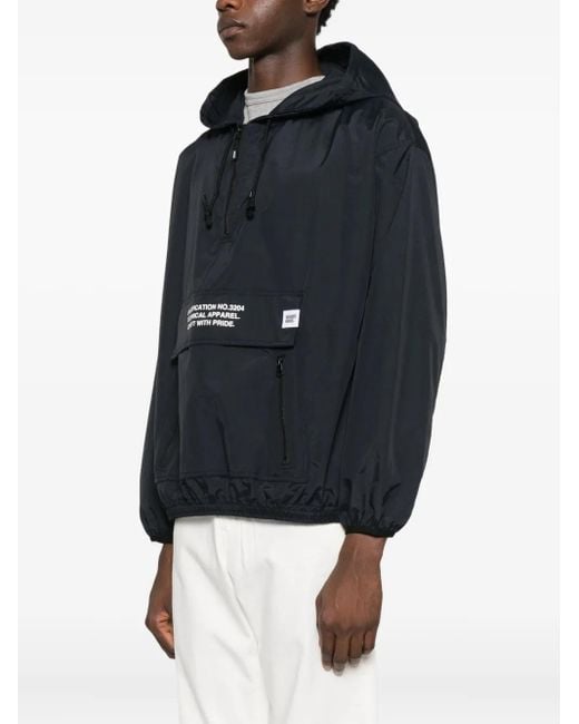 Neighborhood Black Logo-Print Hooded Jacket for men