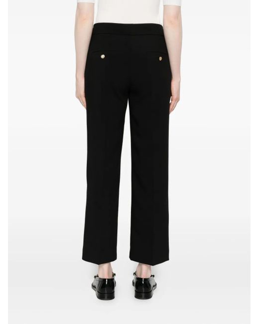 Seductive Black Button-Detailed Straight-Leg Trousers