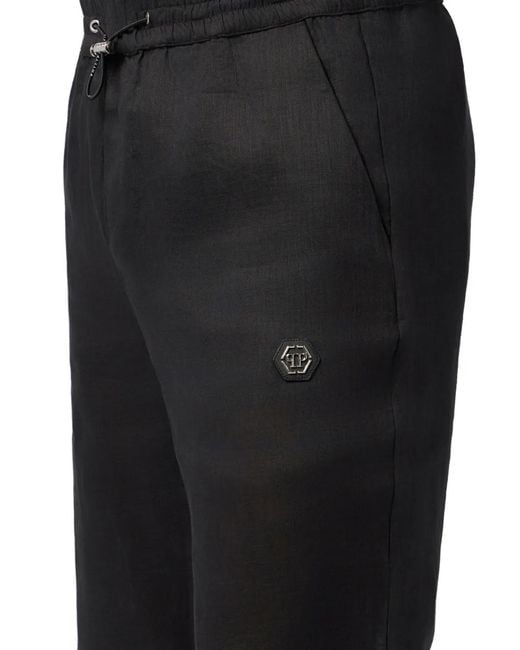 Philipp Plein Black Elastic-Waistband Shorts for men