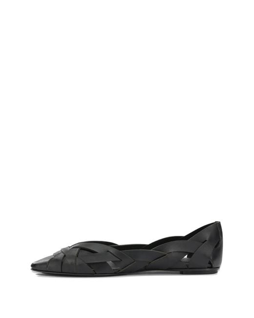 Roberto Del Carlo Black Ballerines Lisi Tressées À Bout Pointu