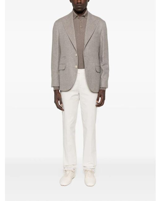 Brunello Cucinelli Gray Three-Button Wool Blazer for men
