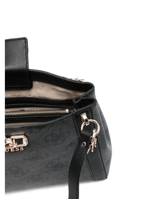 Guess Black Karnilla Monogram-Pattern Tote Bag