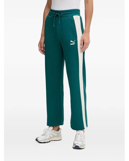 PUMA Green Logo-Embroidery Track Pants