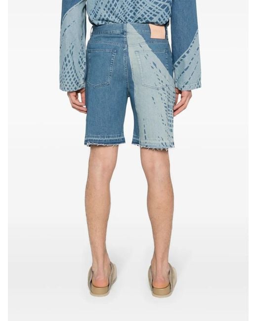 Loewe Blue Logo-Patch Denim Shorts for men