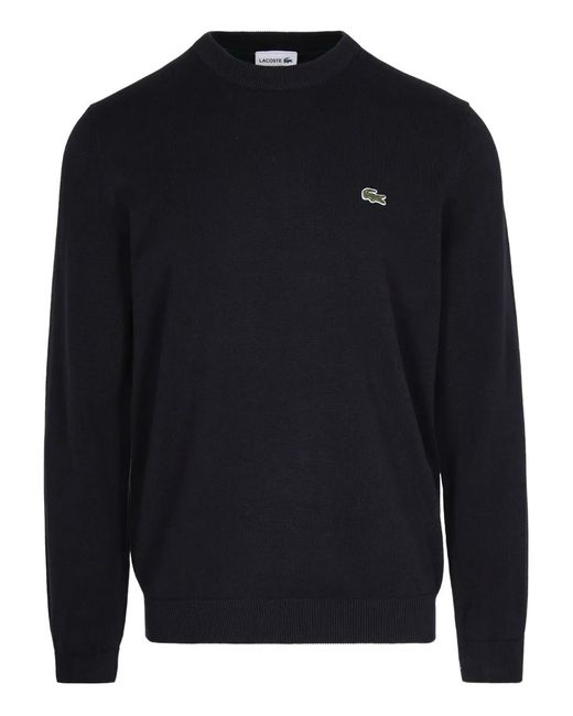 Lacoste Blue Logo-Patch Cotton Sweater for men