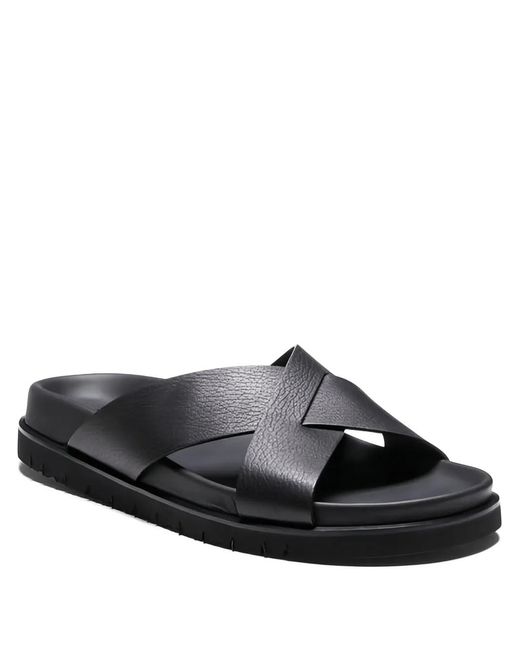 Fratelli Rossetti Black Leather Cross Sandals for men