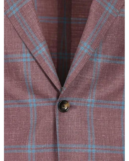 Al Duca D'aosta Purple Checked Single-Breasted Blazer for men