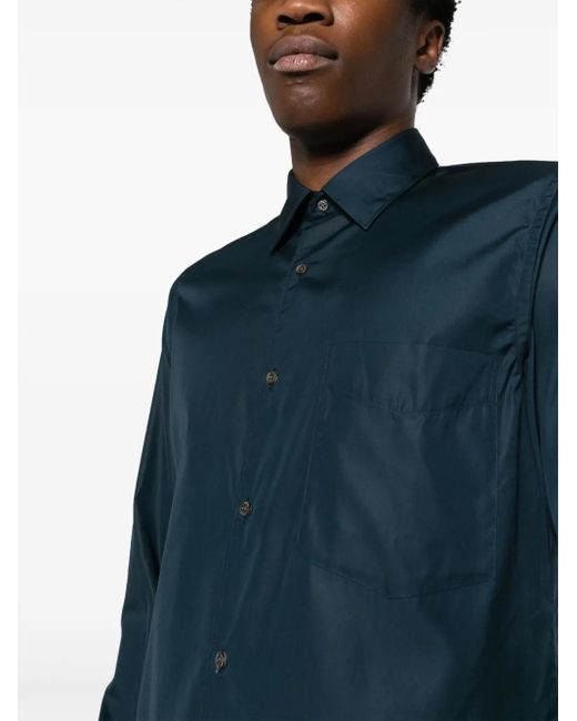 Aspesi Blue Chest-Pocket Cotton Shirt for men