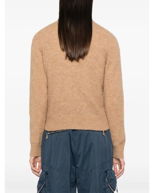 Ganni White Graphic-Intarsia Crew-Neck Sweater