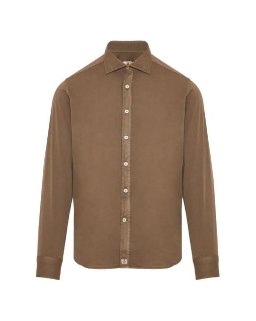 Sonrisa Brown Point-Collar Long-Sleeve Shirt for men