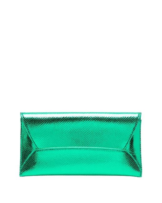 Bolso de mano Envelope con efecto metalizado Aquazzura de color Green