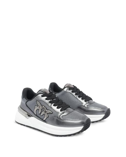 Pinko Gray Logo-Detail Chunky-Sole Sneakers