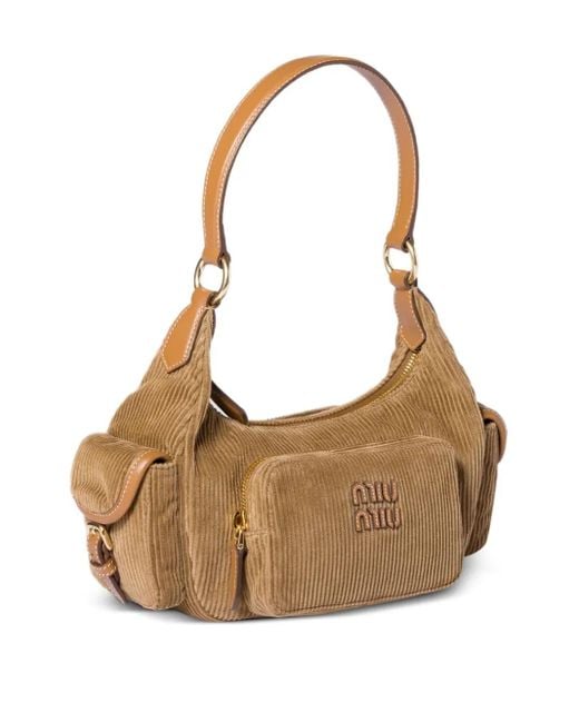 Miu Miu Brown Corduroy Shoulder Bag
