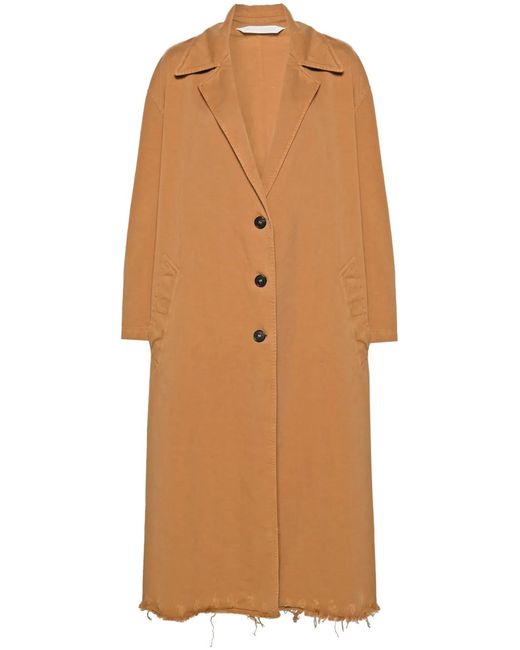 Palm Angels Brown Raw Cut-Hem Single-Breasted Coat