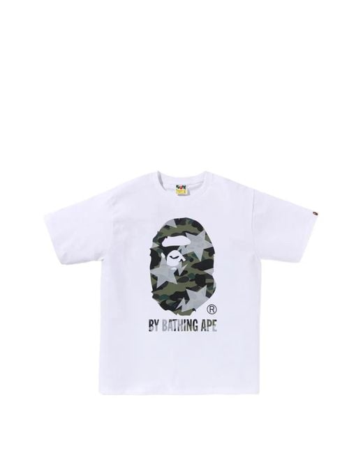 A Bathing Ape White Ape Head Sta-Print T-Shirt for men