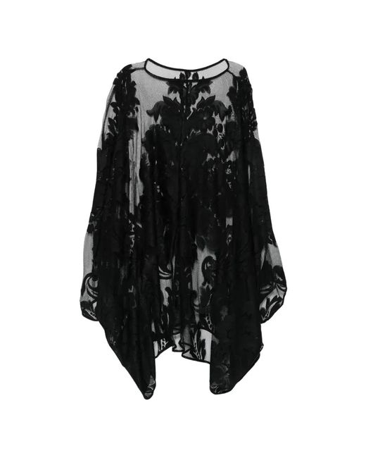 Norma Kamali Black Mini Floral-Devoré Mesh Dress